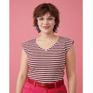 Polera Alita Rayas Burdeo