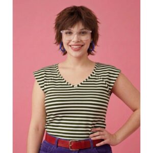 Polera Alita Rayas Verde Musgo